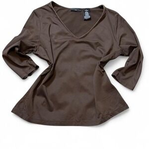 Vintage Brown V Neck‎ Top